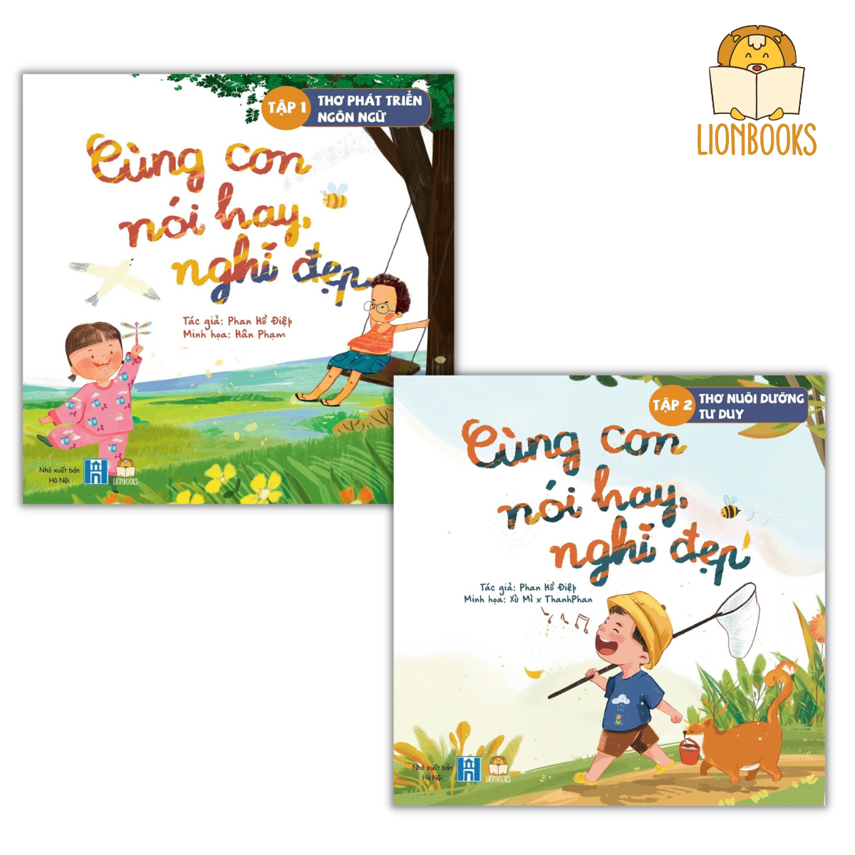 Combo Cùng Con Nói Hay Nghĩ Đẹp 2 cuốn Bìa cứng - Sách thơ phát triển Tư duy và Ngôn ngữ cho bé 1-12 tuổi