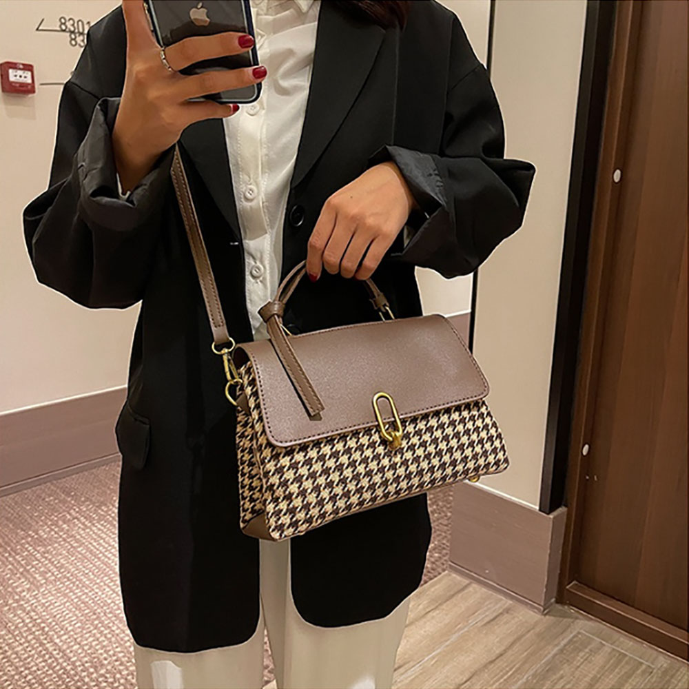 Túi xách công sở nữ đeo chéo, đeo vai T0149 chất vải dạ phối da thanh lịch phong cách thời trang