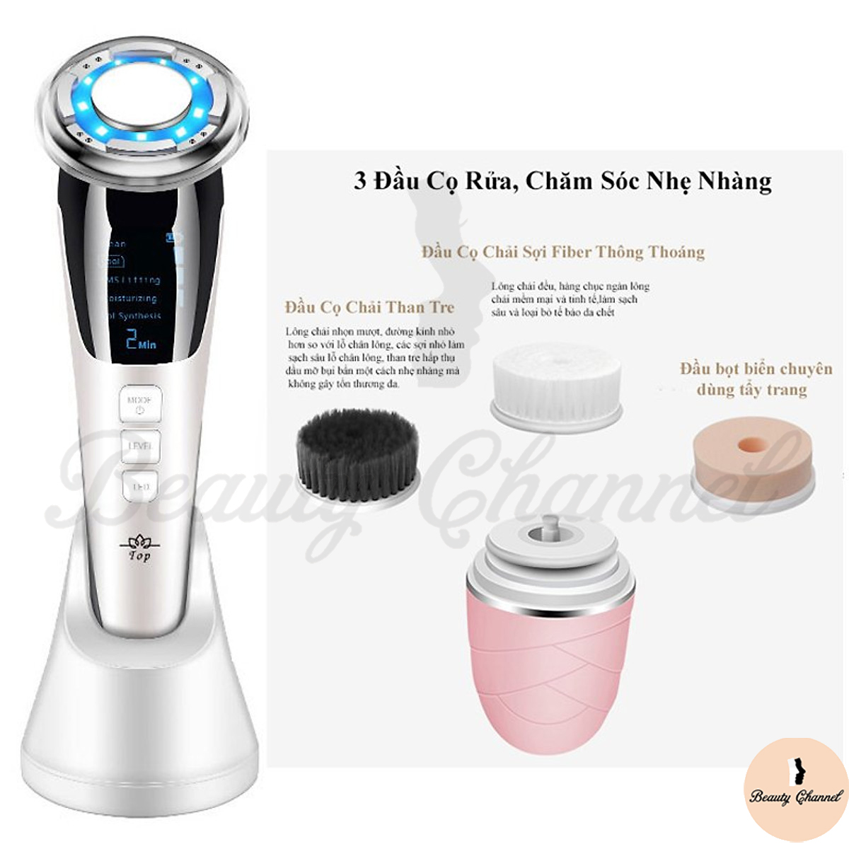 Búa Điện Di Massage Mặt Làm Đẹp Da 5 in 1 Photon Nóng Và Lạnh EMS Kèm Máy Rửa Mặt Mini Tiện Lợi 3 in 1