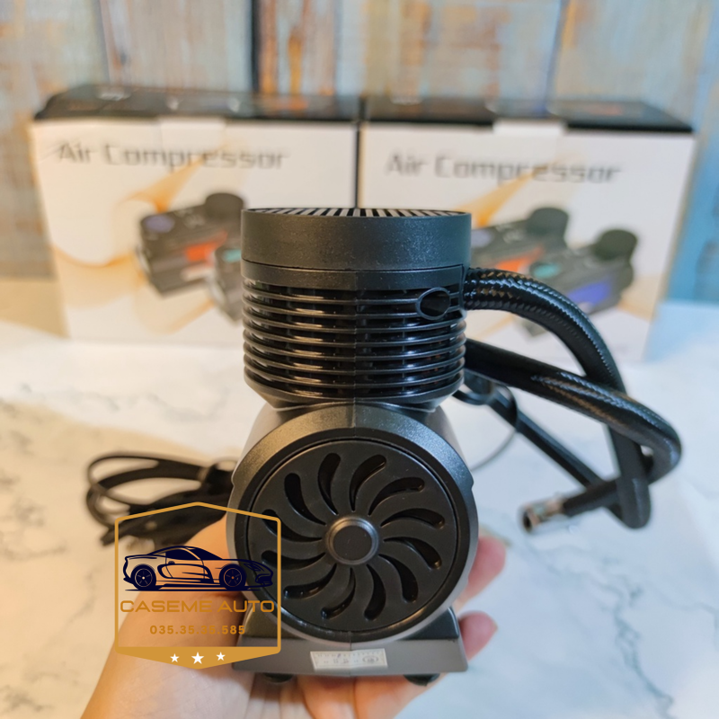 Bơm Lốp Mini 12V, Bơm 1 Xi Lanh Air Compressor, Cắm Tẩu, Đồng Hồ Điện Tử Tự Ngắt - ATJ-6388 - Hàng Nhập Khẩu