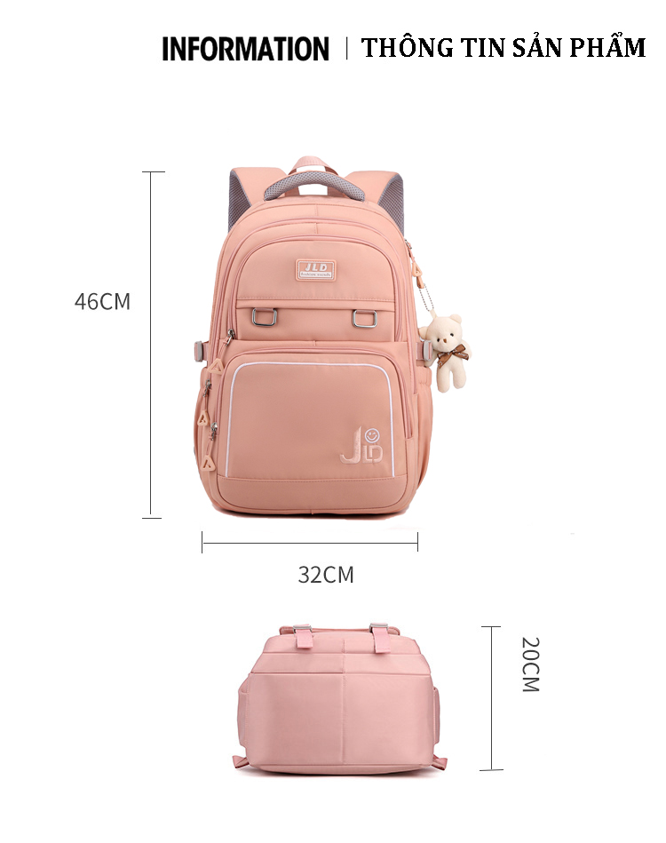 Balo đi học nữ nam kiểu basic màu pastel trơn thời trang unisex đựng laptop 15.6inch vải cao cấp chống nước 9502