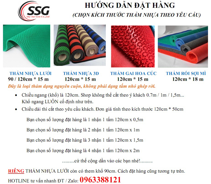 Thảm nhựa gai hoa cúc lót sàn chống trơn trượt màu đỏ