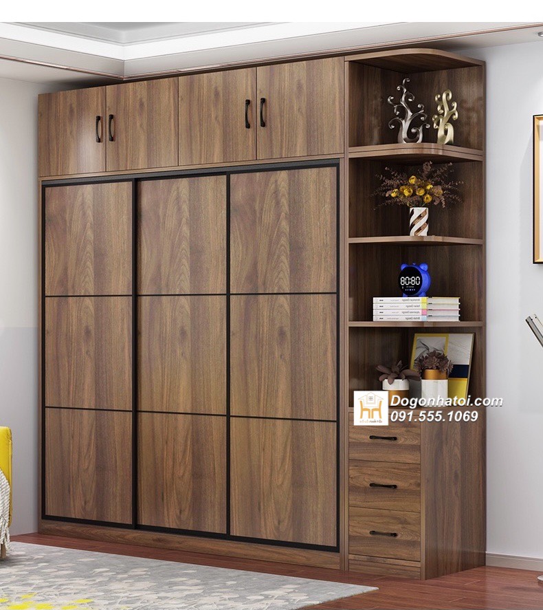 Tủ quần áo cánh lùa gỗ công nghiệp đẹp 2m x 1m8 - TA231