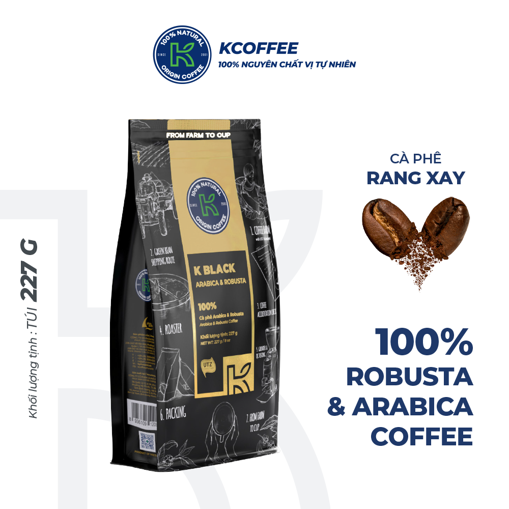 Combo cà phê rang xay xuất khẩu K-Black 227g và K-Morning thương hiệu K-Coffee