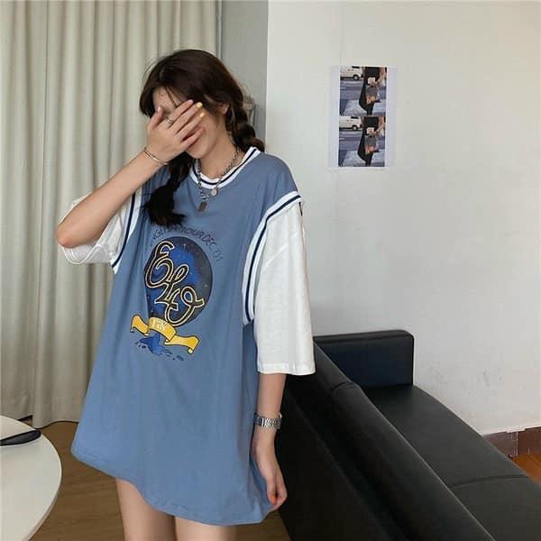 ÁO THUN UNISEX FORM RỘNG TAY LỠ PHỐI TAY IN HỌA TIẾT