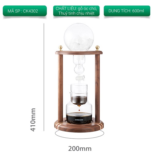 Tháp pha cà phê đá lạnh Cold drip Cafede Kona 600ml khung gỗ