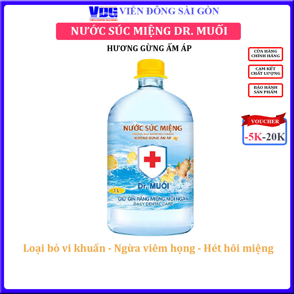 Nước súc miệng Dr. Muối hương Gừng ấm áp (1000ml)