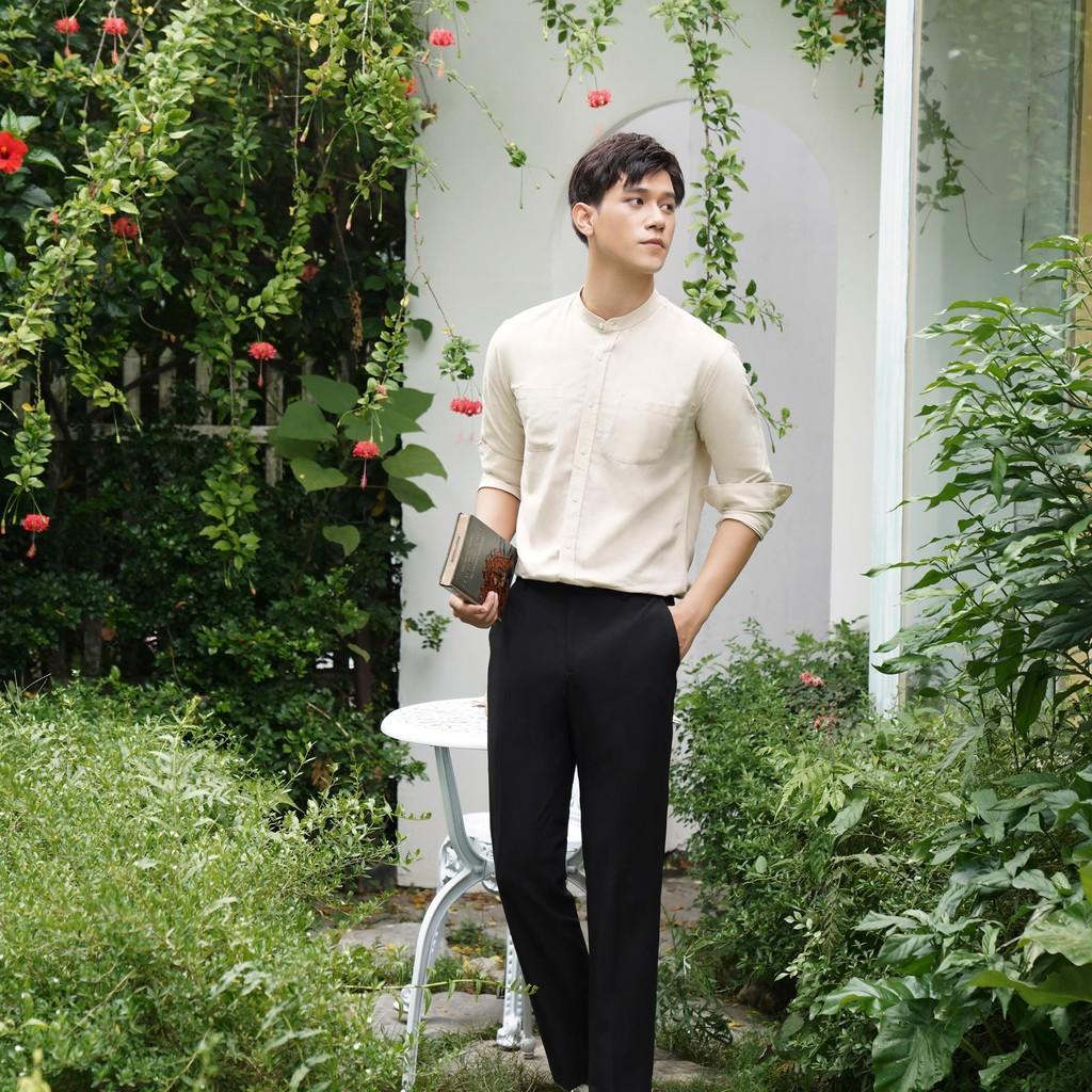 Sale Áo sơ mi nam cổ tàu chất đũi - SMDTK023