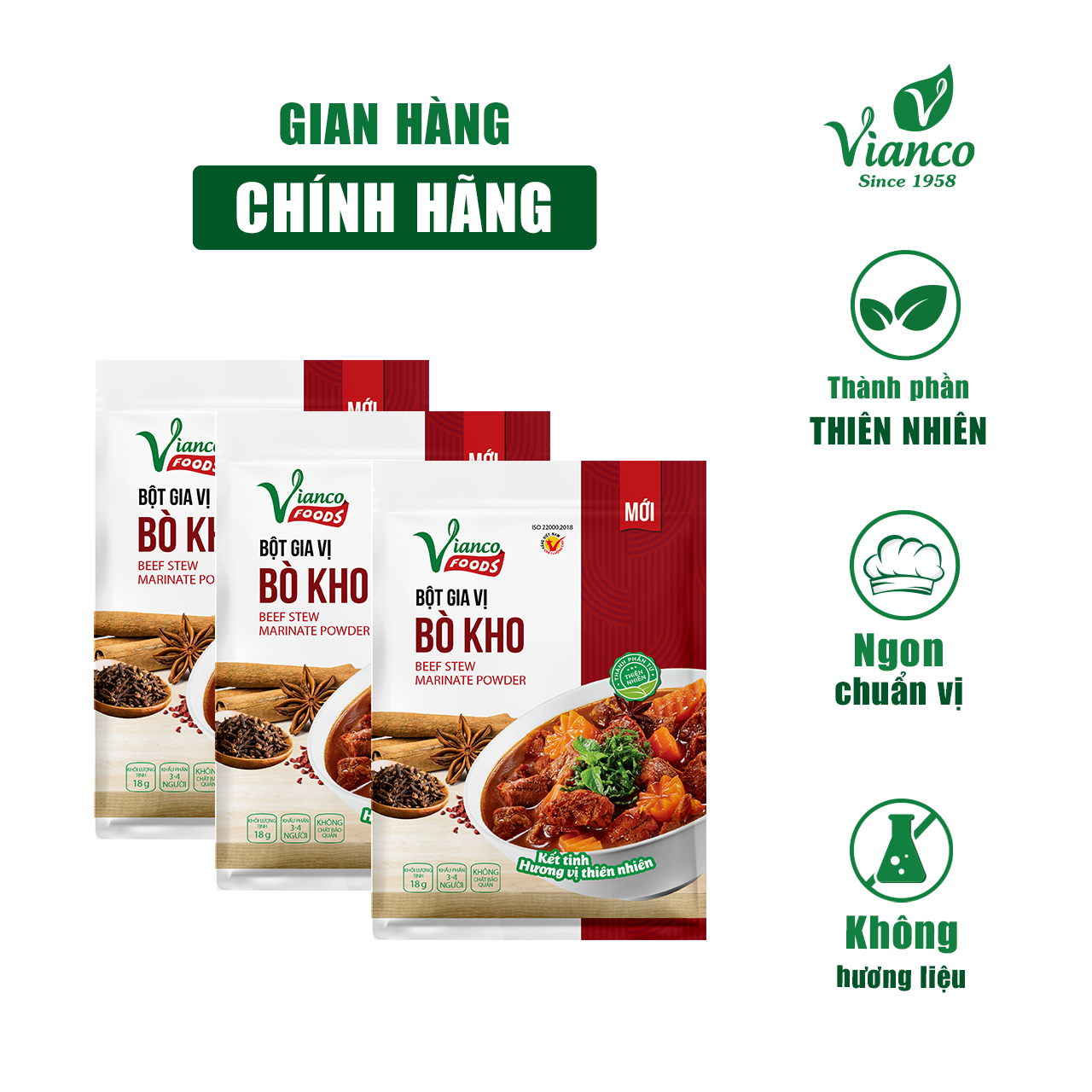 Combo 3 gói Bột Gia Vị Bò Kho Việt Ấn 18gr (18gr/gói)