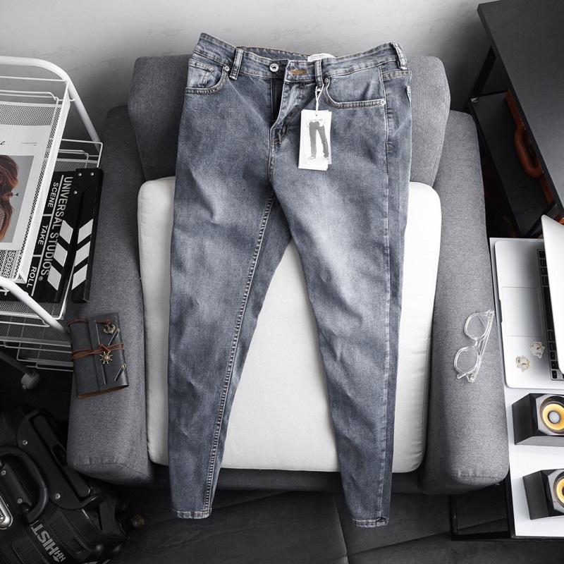 Quần jean nam ôm nhẹ hàng xuất dư jean co giãn