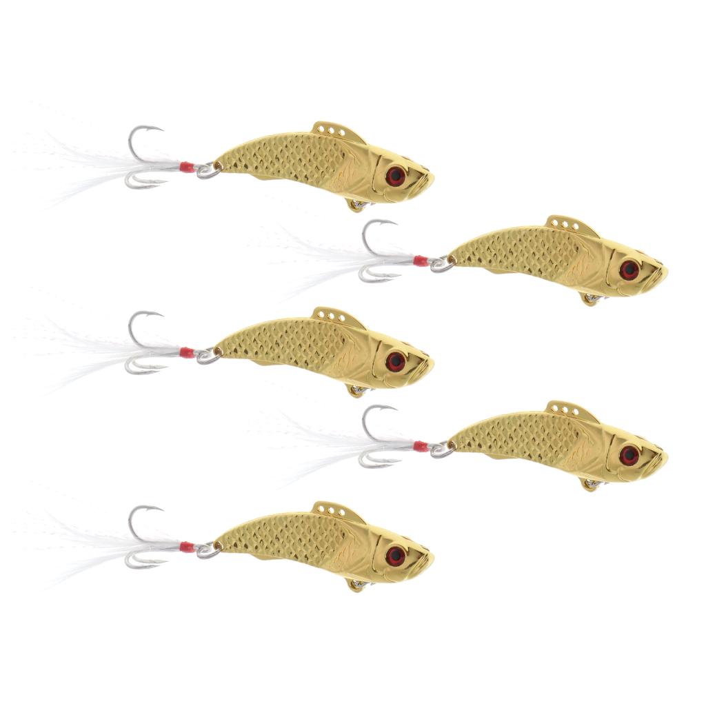 5pcs Sequin Spoon Fishing Lure Casting Jigging Bass Bait VIB Swimbait