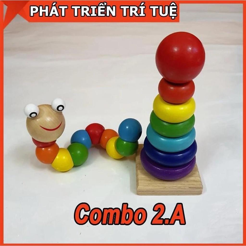 Combo 6 Món Đồ Chơi Gỗ An Toàn Phát Triển Trí Tuệ Toàn Diện Cho Bé