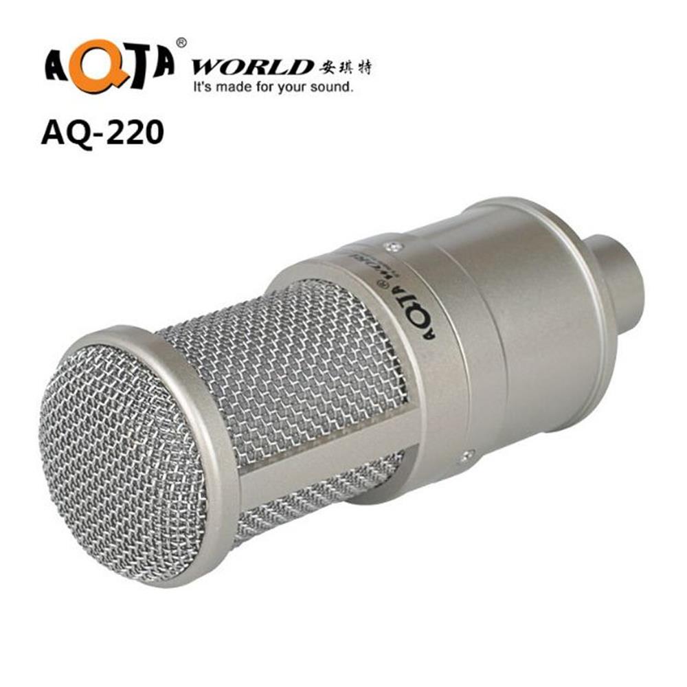 Micro Thu Âm AQTA AQ-220, Mic Thu Âm Karaoke Chuyên Nghiệp Mạ Nhôm Nguyên Chất,Độ Nhạy Cao, Tiếng Ồn Thấp Dành Cho Máy Tính, Điện Thoại, Sử Dụng Nguồn 5V-48V Kết Nối Các Loại Sound Card- Hàng Nhập Khẩu