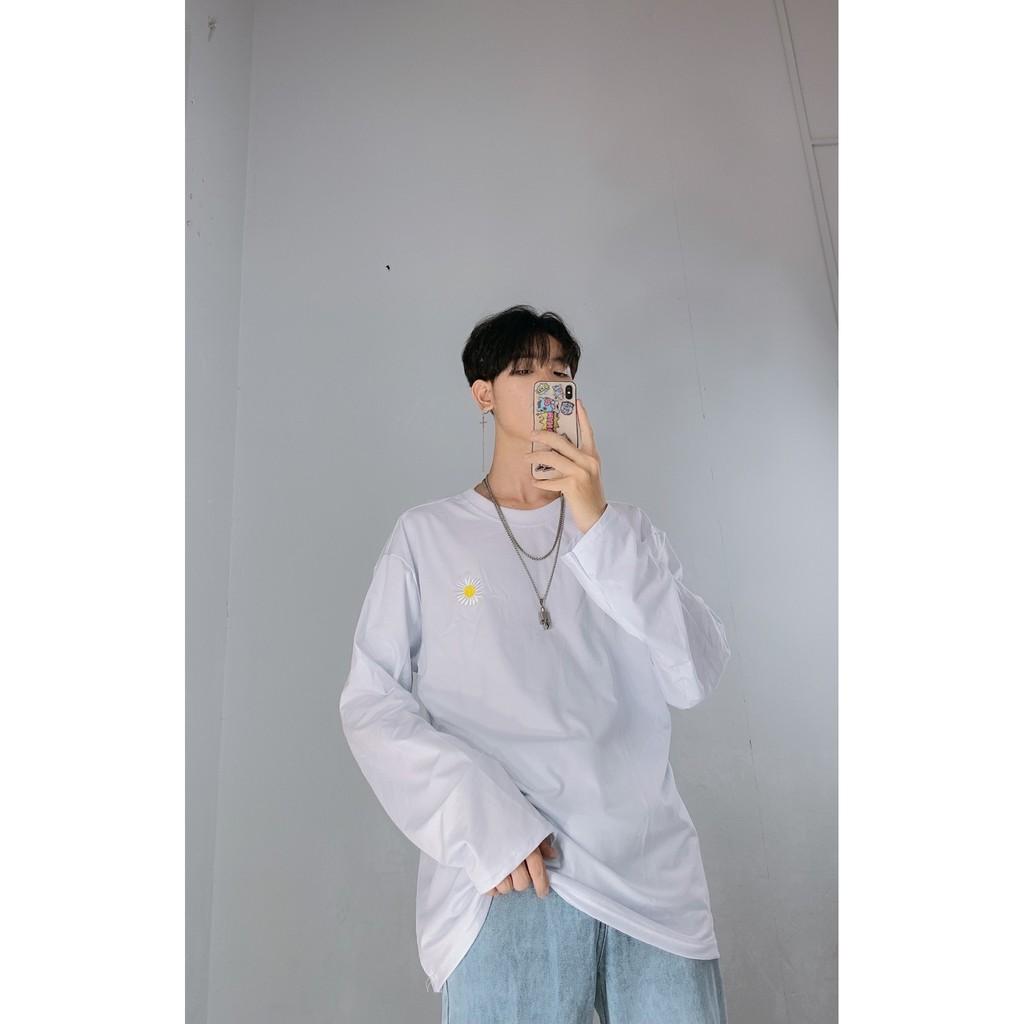 ÁO THUN TAY ĐÀI THÊU HOA CÚC ( ẢNH THẬT)