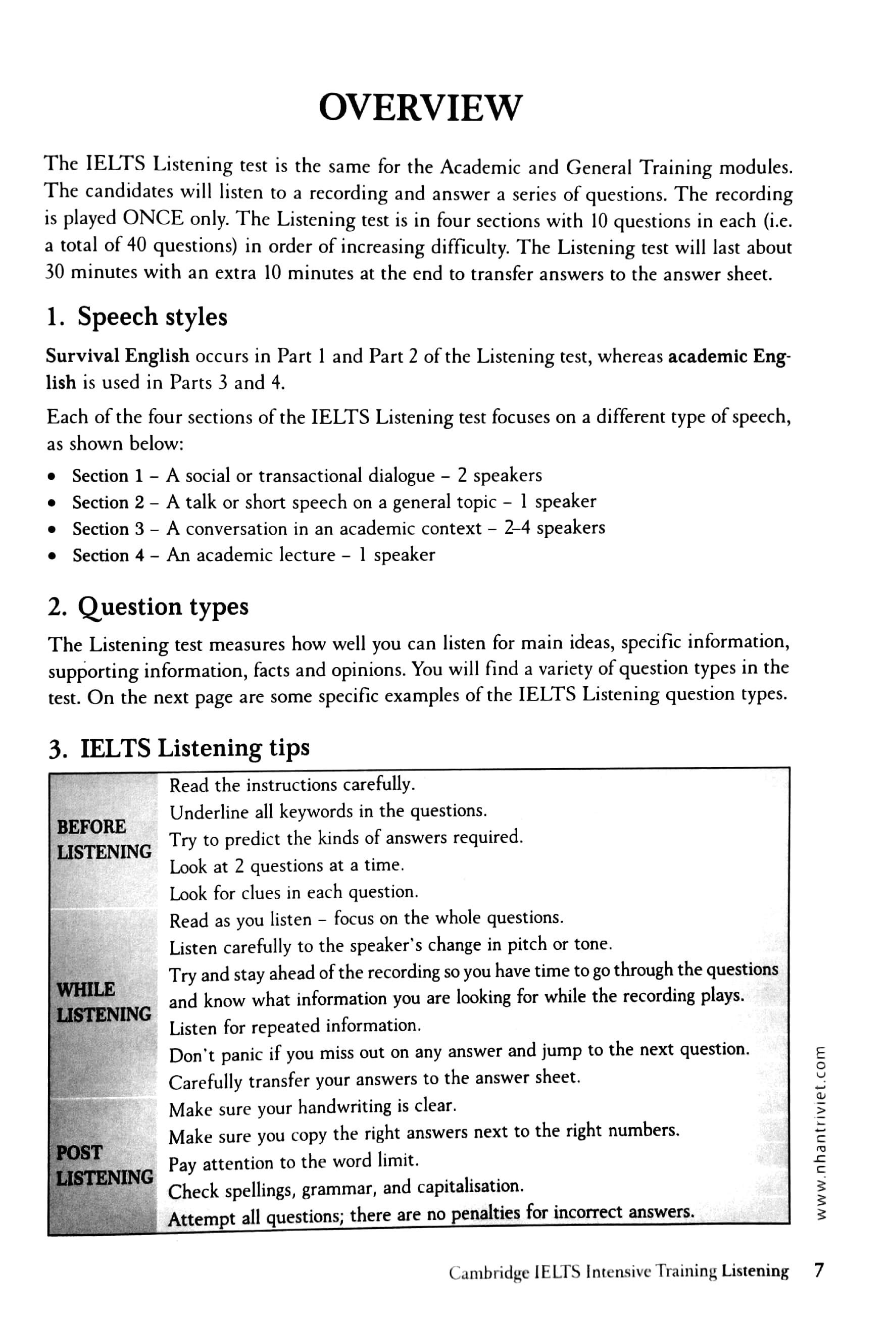 Cambridge Ielts Intensive Training Listening (Kèm file MP3)
