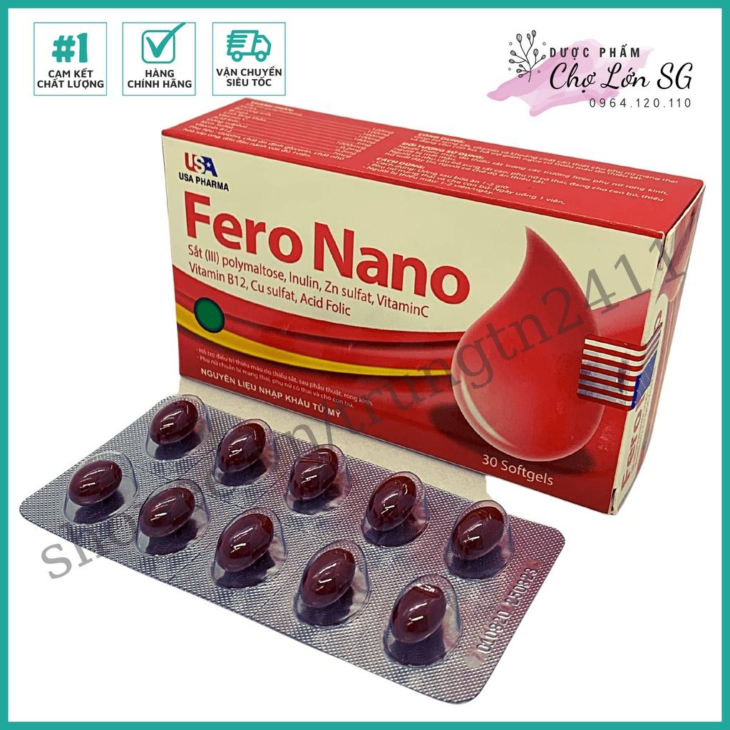 Viên uống bổ máu FERO NANO bổ sung Sắt, Acid Folic giảm tình trạng thiếu máu - Hộp 30 viên