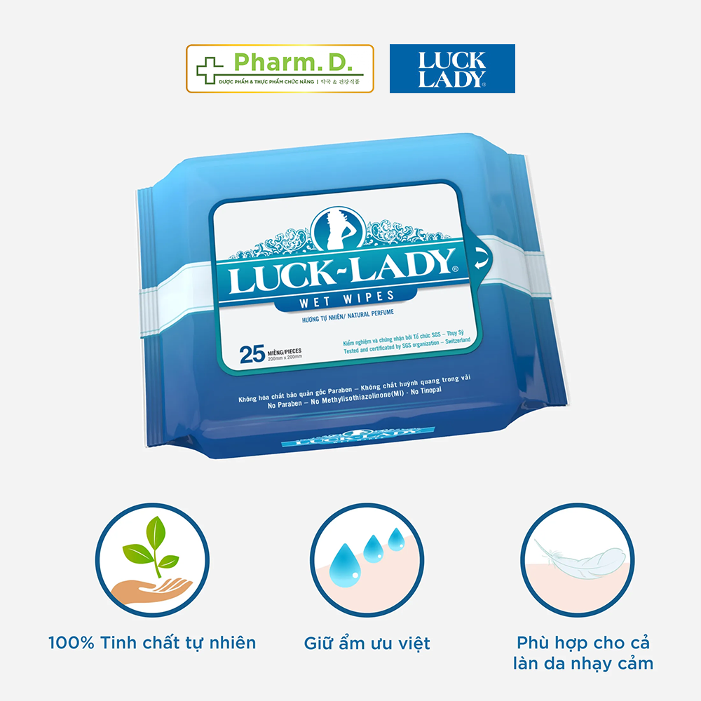 Khăn Ướt Luck Lady An Toàn Cho Da, Không Mùi Hoặc Hương Tự nhiên