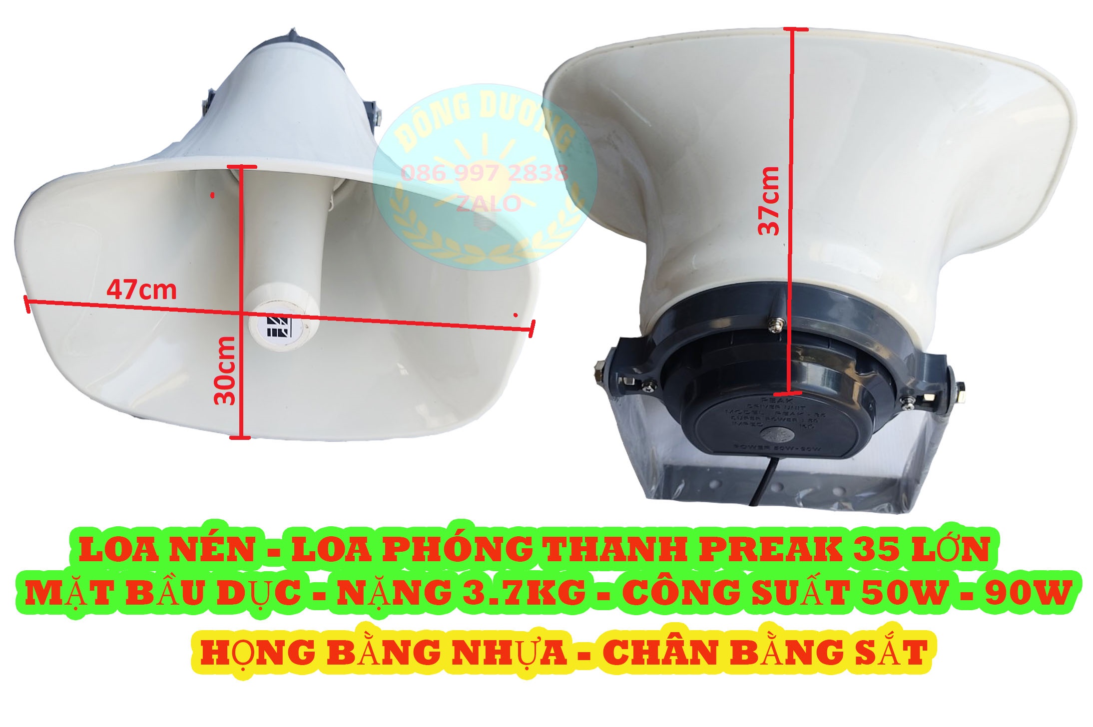 LOA PHÓNG THANH PEAK 35 LOẠI PHỄU LỚN 47X30CM - CÔNG SUẤT 35W - 90W - HÀNG CHÍNH HÃNG