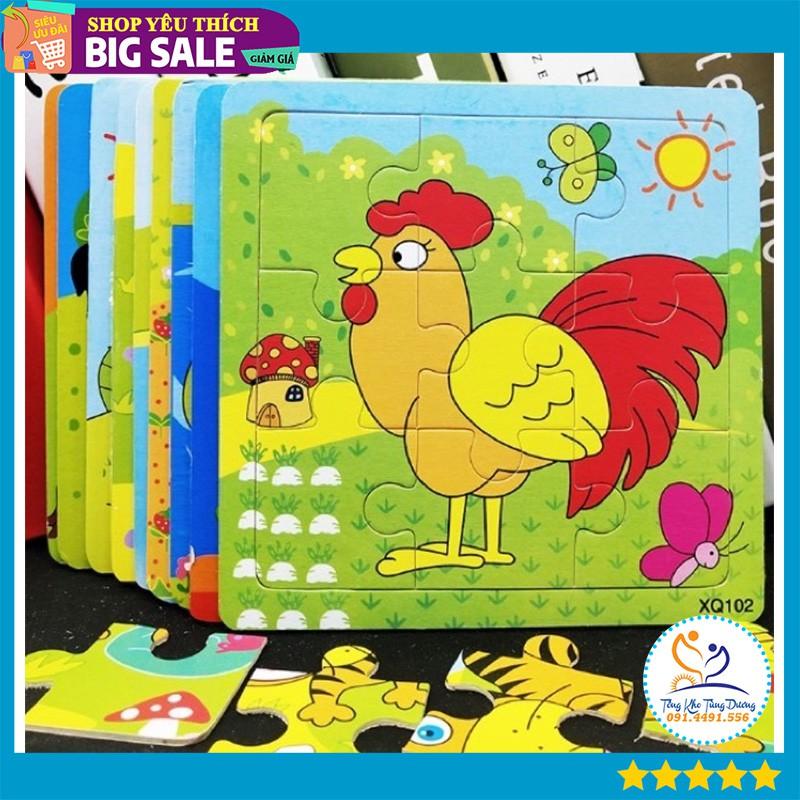 Đồ chơi Tranh Xếp Hình Ghép Gỗ Puzzle 9 Miếng, 12 miếng Cho Bé