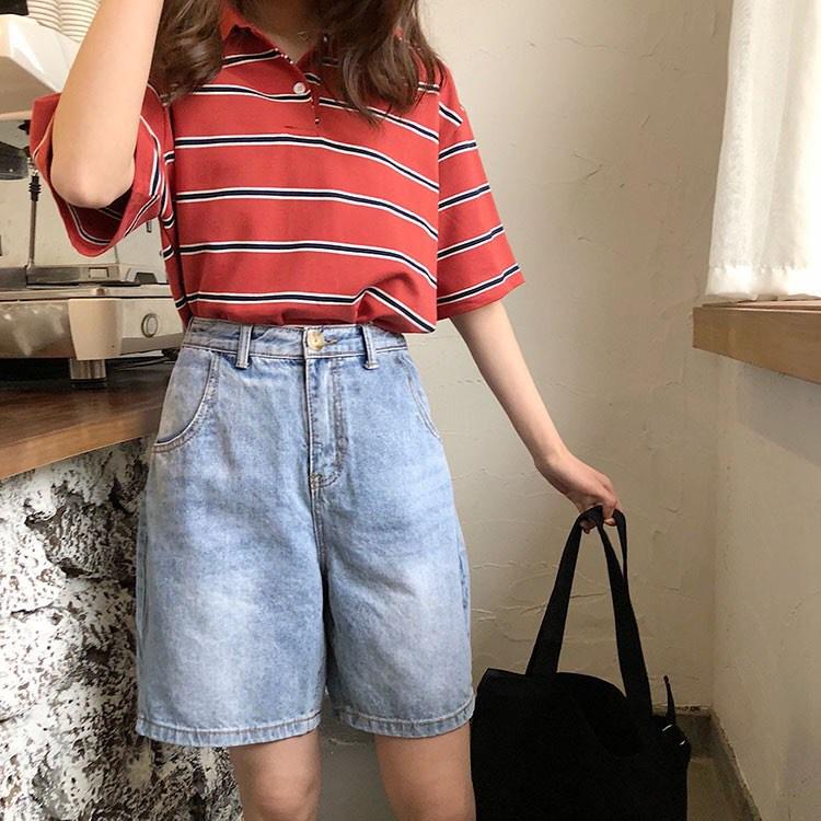Quần Short Jean Nữ Ống Rộng Túi Trước