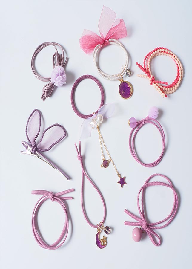 Set 9 cột tóc nhiều màu dễ thương - Hồng