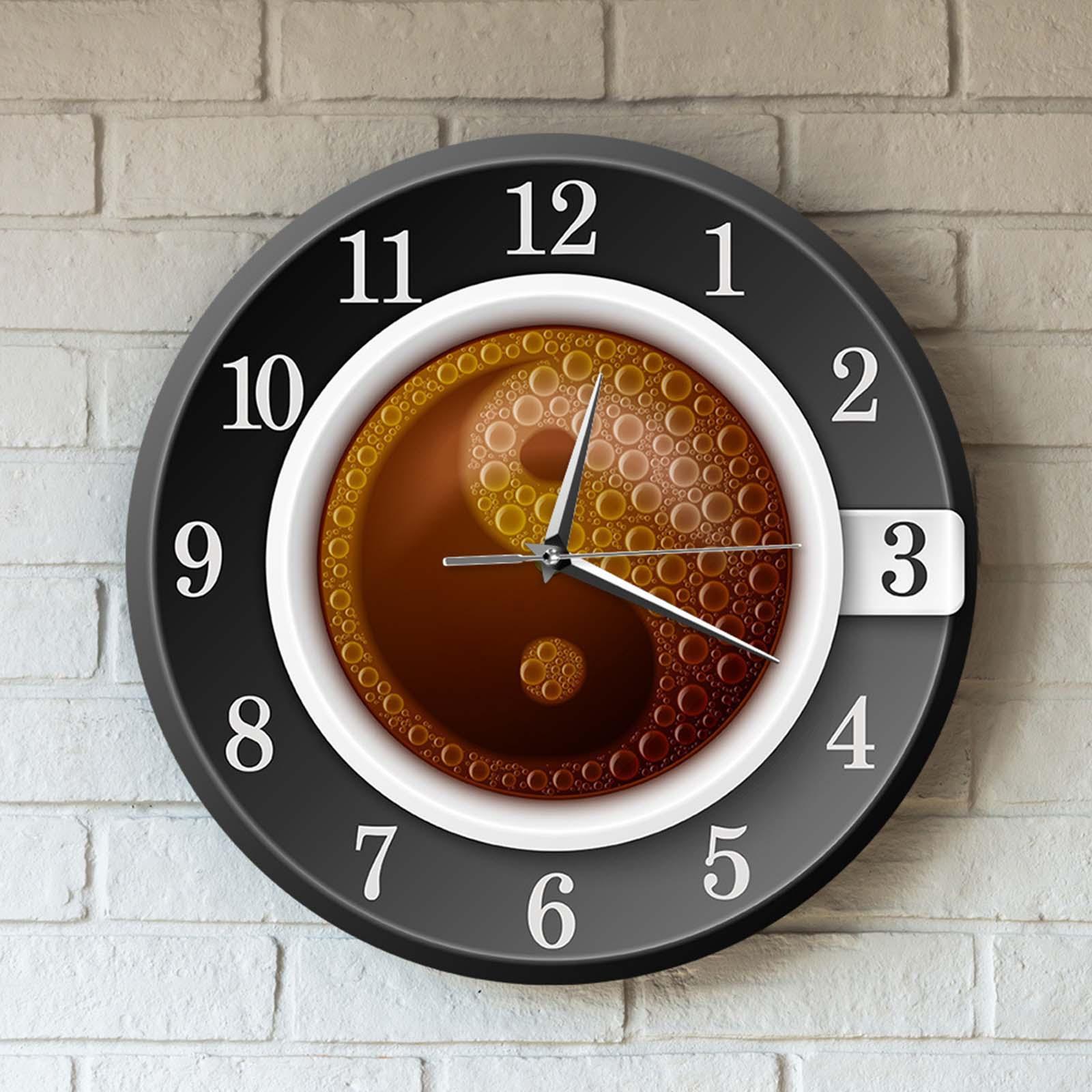 Creative Coffee Cup Wall Clock 12 inch for Study Room Cafe Shop Decorative