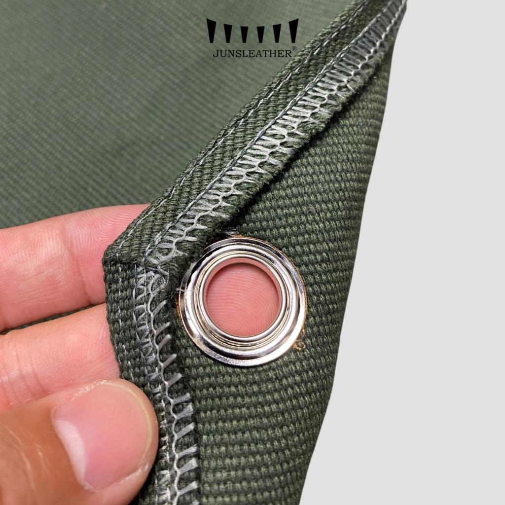 Tạp dề pha chế vải canvas dây da của Junsleather phối da bò cao cấp dành cho Barista/Bartender