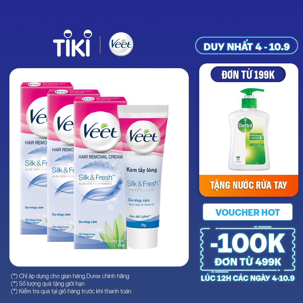 Bộ 3 Kem Tẩy Lông Cho Da Nhạy Cảm Veet Silk Fresh 25G