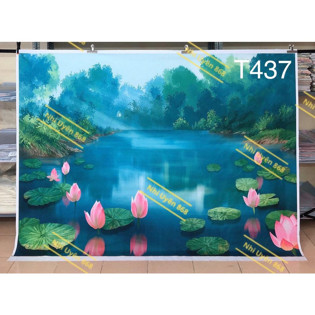 Tranh vải decor / Thảm vải treo tường / Thảm vải chụp ảnh chủ đề Sen
