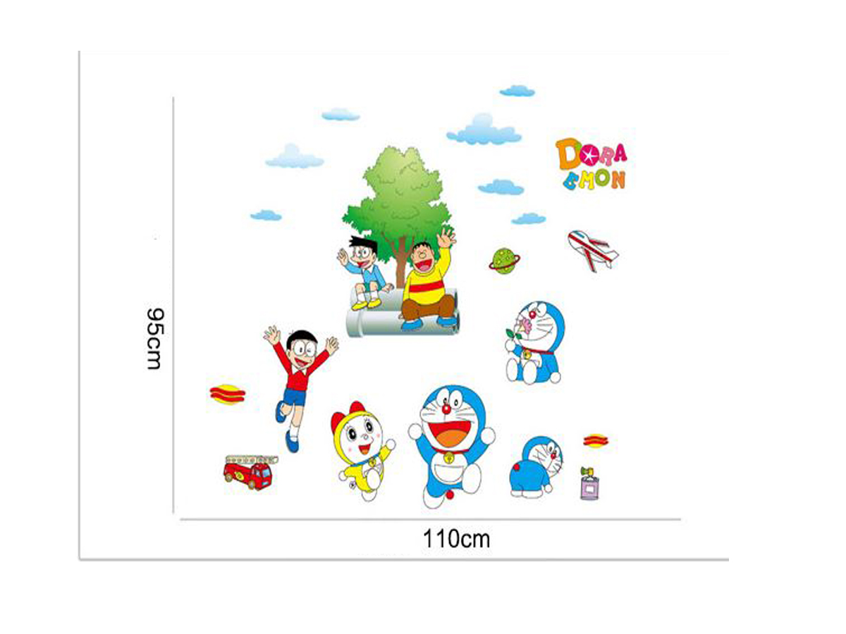 Decal dán tường doraemon và những người bạn vui chơi