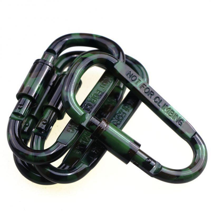 1pc Hanging Buckle Aluminum Alloy D-type Camouflage Spray Paint Long Nut Mountaineering Buckle Tactical Hanging Buckle Bag