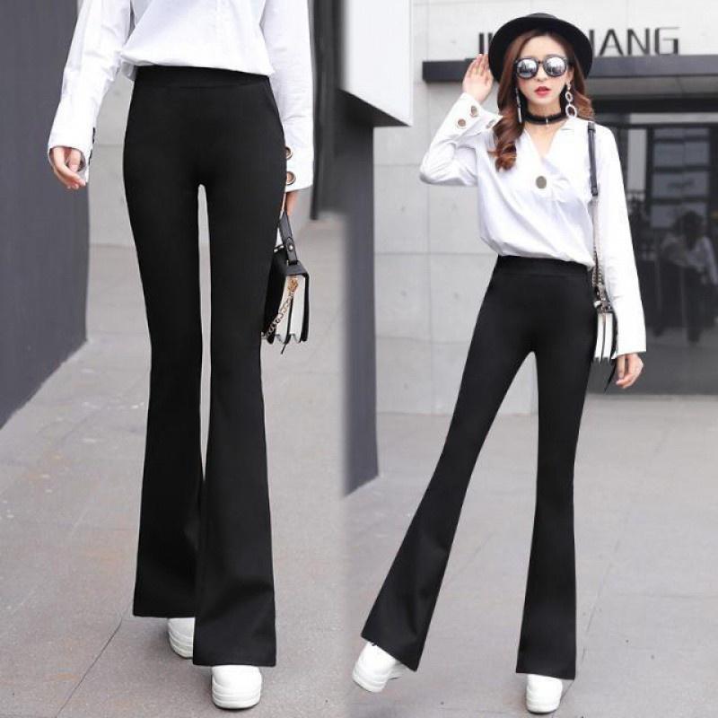 Quần Ống Loe Nữ CHIPY Màu Đen Lưng Cạp Cao Dáng Dài Công Sở Co Giãn 4 Chiều Chất Thun Cao Cấp Legging Ôm Siêu Tôn Dáng
