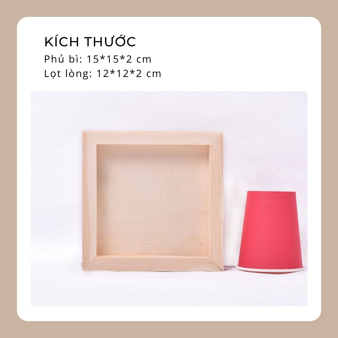 Khung ảnh Vintage, khung gỗ thông không kính làm tranh đất sét handmade