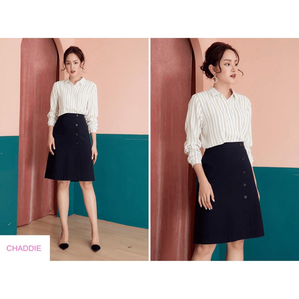 Chân váy công sở, chân váy dài chữ A có đính cúc lệch sang chảnh