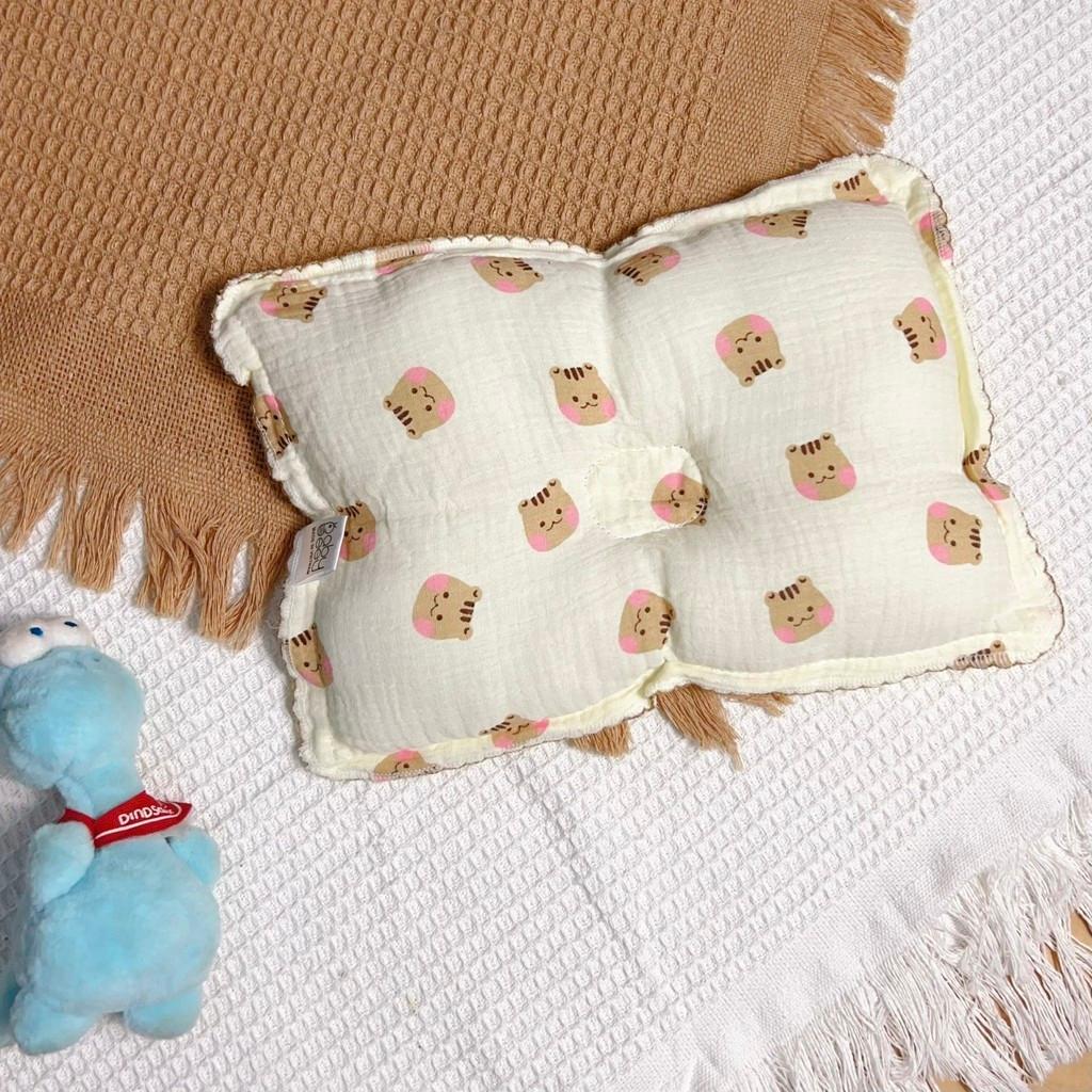 Gối xô Organic muslin chống bẹp đầu chất vải mềm mịn, thấm hút mồ hôi, thoáng khí cho bé, độ cao 2 cm