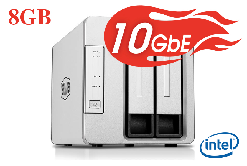 Bộ lưu trữ mạng NAS TerraMaster F2-422, LAN 10Gbps, Intel Quad-Core 1.5GHz, 8GB RAM, 651MB/s, 2 khay ổ cứng RAID 0,1,JBOD,Single - Hàng chính hãng