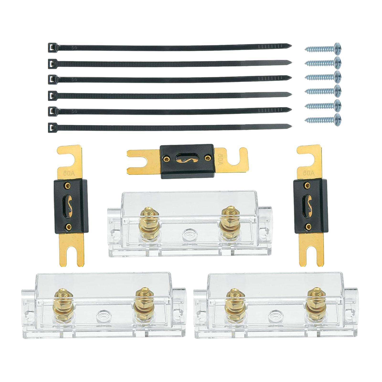 3Pcs Anl Fuse with Fuses Holders Boat Automotive Replacement Anl Fuse Holder