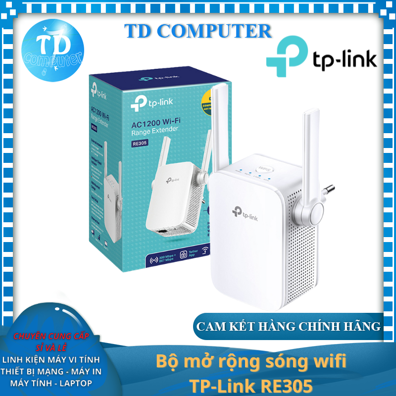 Bộ mở rộng sóng wifi TP-Link RE305 (Chuẩn AC/ AC1200Mbps/ 2 Ăng-ten ngoài/ Wifi Mesh/ 15 User) - Hàng chính hãng FPT phân phối