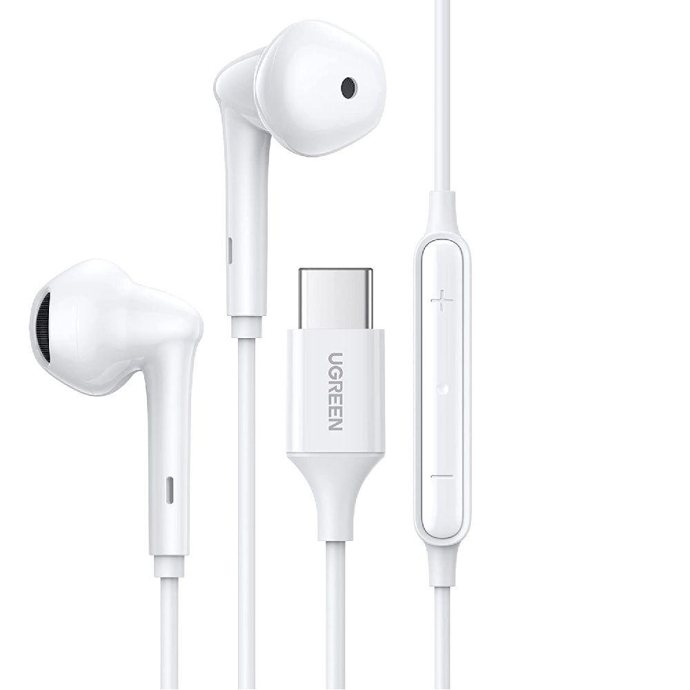 Tai Nghe Nhét Tai Cổng Type - C Có Điều Khiển Âm Lượng Ugreen 60700 Usb - C Màu Trắng Ep101 Hàng Chính Hãng