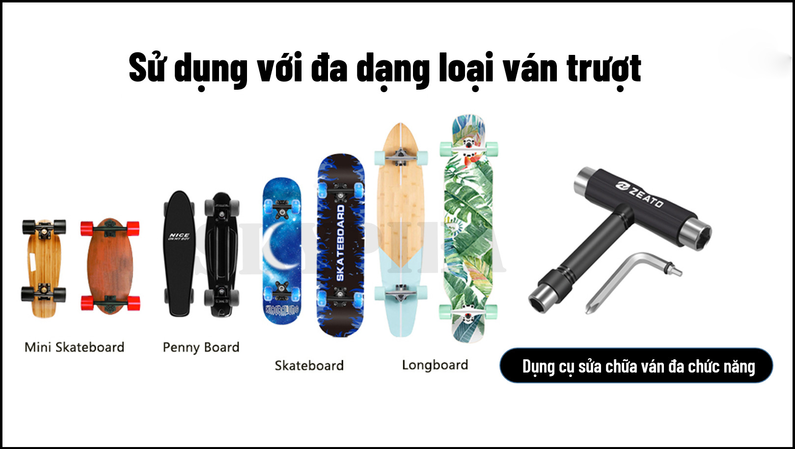 Dụng Cụ Tháo Lắp Ván Trượt - Cờ lê - Tools T- Đầu tháo lắp đa dạng - sử dụng cho mọi loại ván trượt