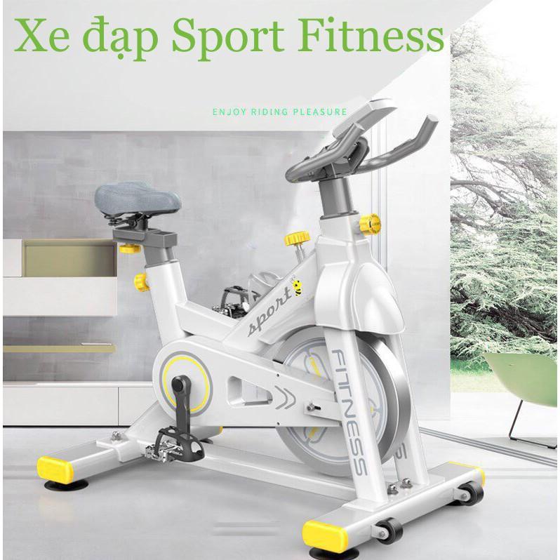 Xe đạp tập gym thể dục tại nhà SPORT FITNESS màu trắng xám kiểu dáng trẻ trung