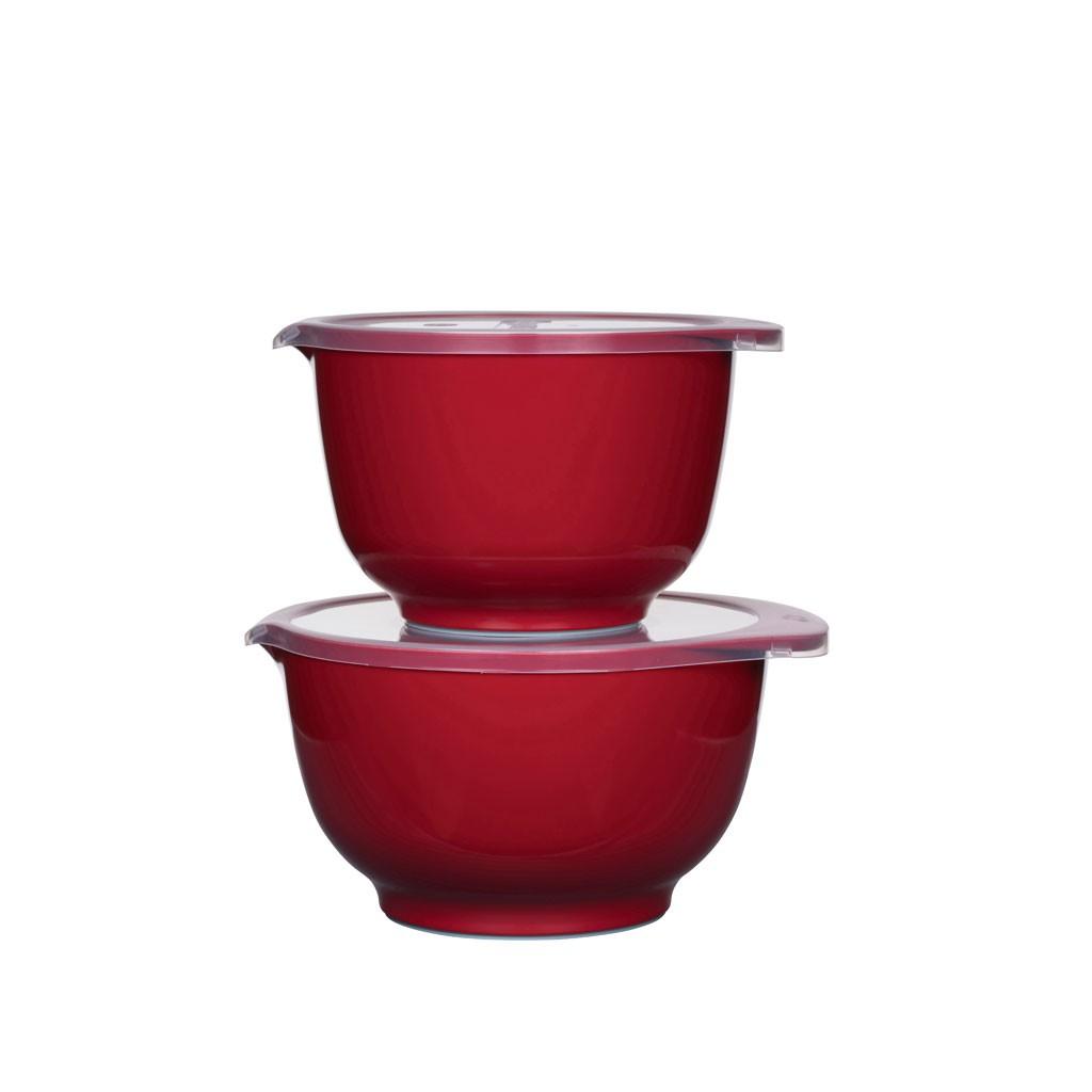 Bộ âu trộn Rosti, màu đỏ. 2 âu + 2 nắp. Nhãn Rosti Đan Mạch