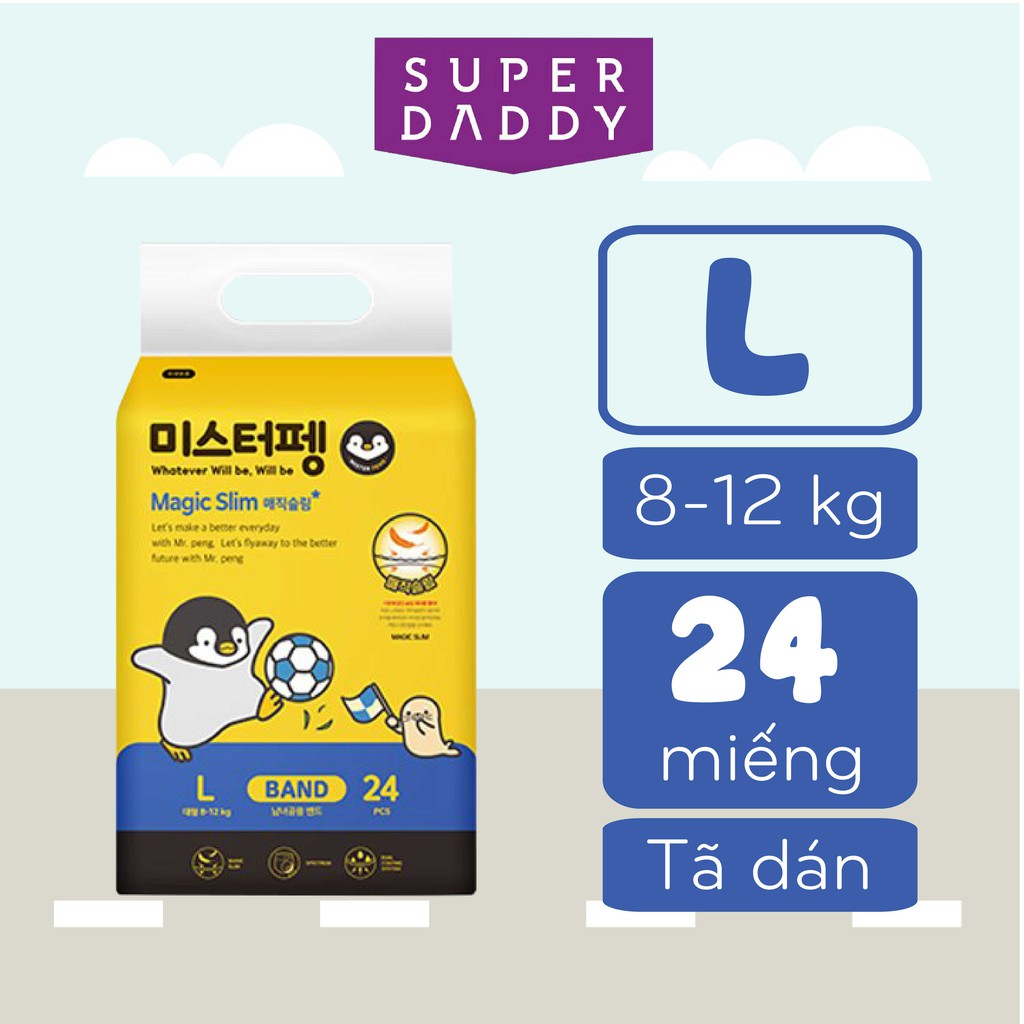 Combo 2 Tã dán Super Daddy Magic Slim Size L 8-12 kg