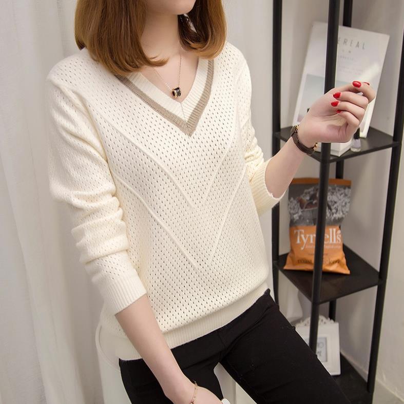 Áo len nữ đẹp cổ V cách điệu