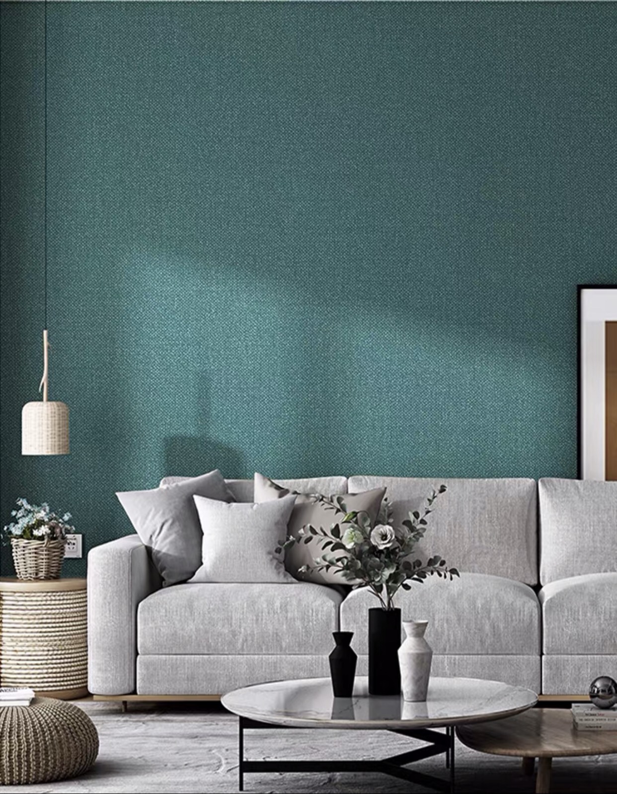 Combo 10 mét giấy dán tường, decal dán tường trang trí nhà cửa XANH CỔ VỊT khổ 45cm