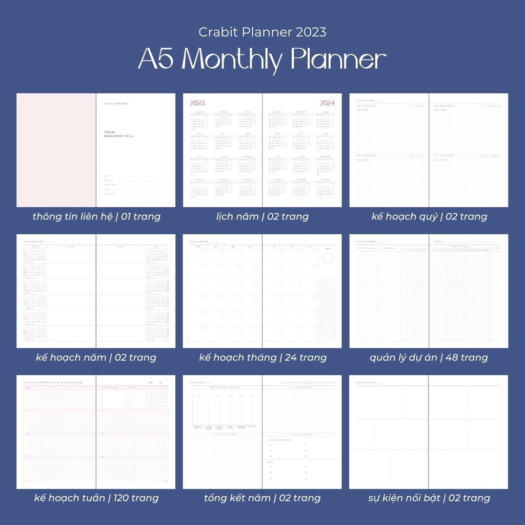 Sổ planner 2023 sổ kế hoạch 12 tháng Crabit Planner My Twenty Something