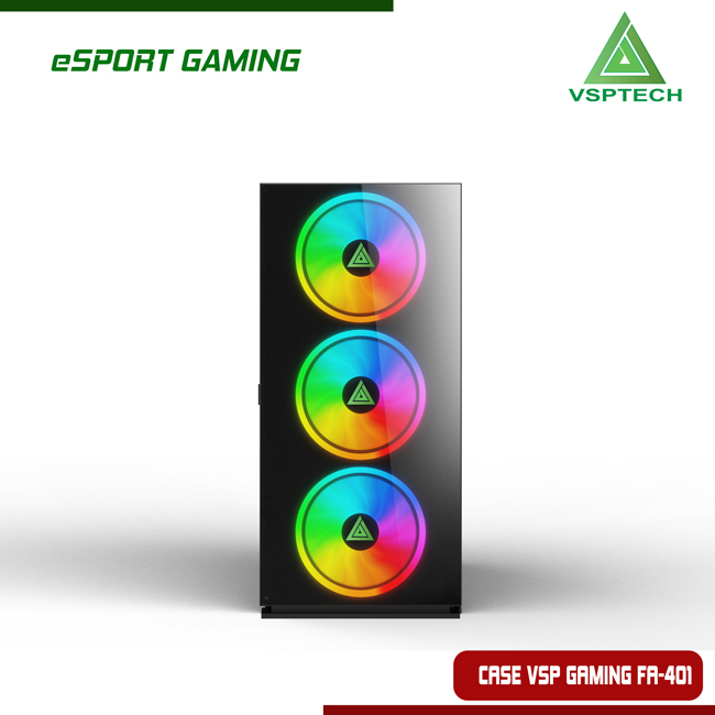 Vỏ máy tính Case VSP FA 401 (ATX, M-ATX, ITX) - Kính cường lực (Tặng 4 FAN RGB) - Hàng chính hãng TECH VISION phân phối