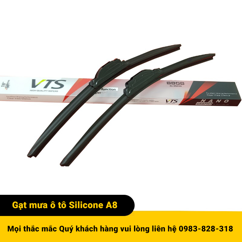 Cần gạt mưa VTS A8 lưỡi Silicone loại thanh mềm dành cho xe Kia-Morning-K3-Cerato-Forte-Carens-Rio-Sorento-Sedona-Soul-Sportage