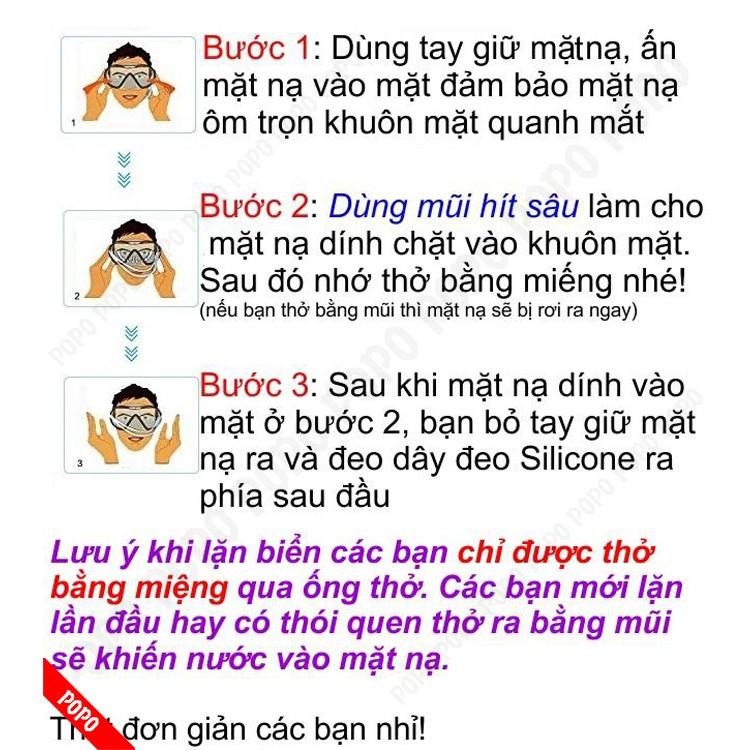 Mặt nạ lặn biển POPO với mắt kính lặn biển góc nhìn 180 độ PANORAMA bằng kính cường lực an toàn