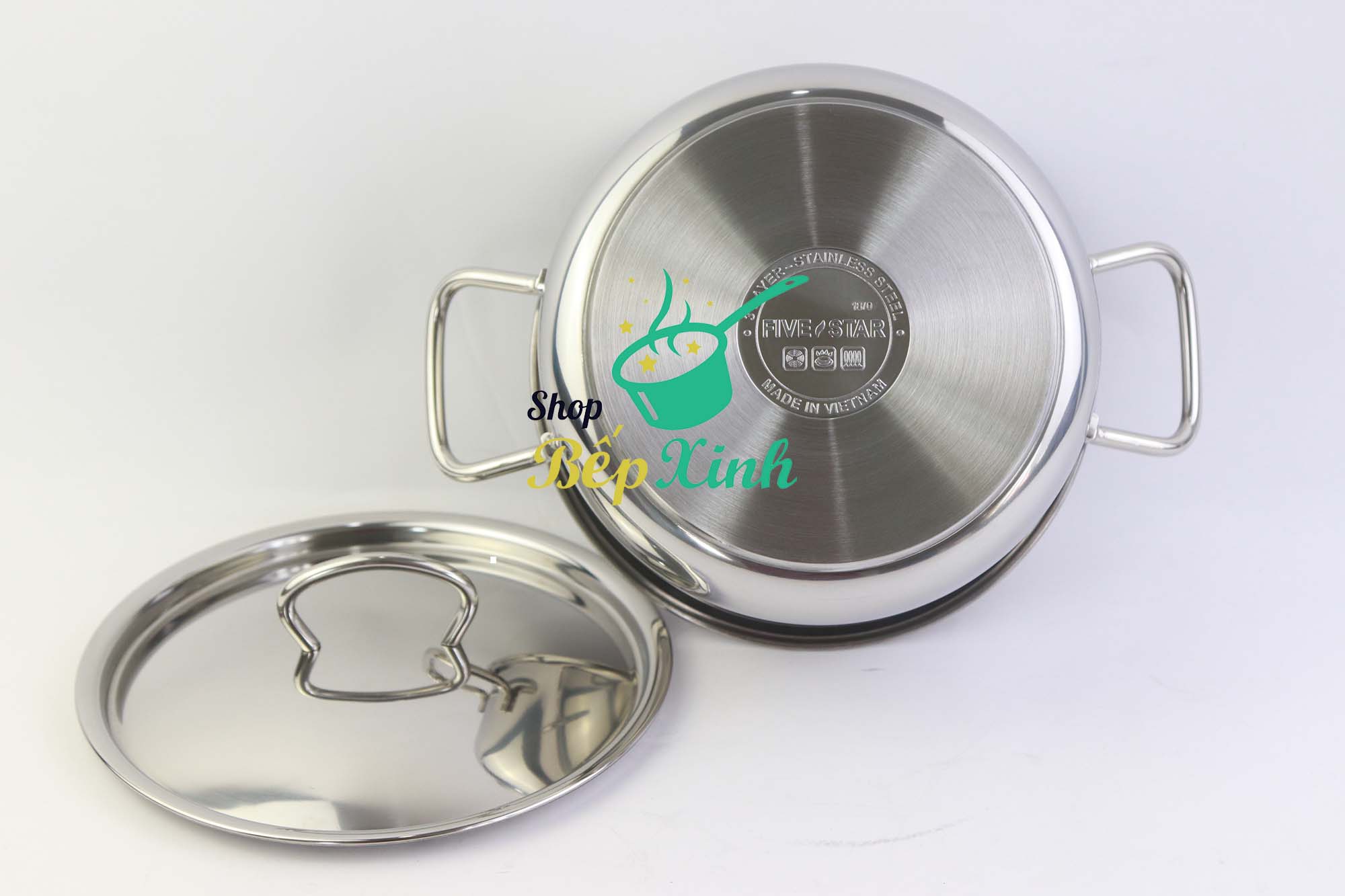 Nồi inox bếp từ 3 đáy Fivestar Nắp Inox - Tặng 1 Muỗng Canh Inox